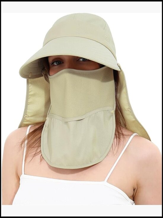 Wide Brim Sun Hat Detachable Visor Neck Flap UPF 50+ Outdoor Sporty Casual main image 6
